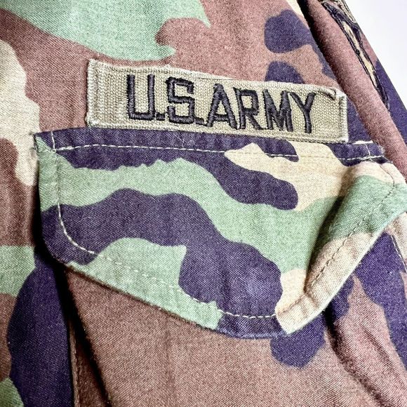 Vintage US Army Airborne 80s Cold Weather Field Camo Coat Jacket Medium Long - Picture 7 of 16